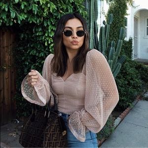 Shopstarlow chiffon crop sheer long sleeve